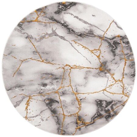 Safavieh 5 ft. 3 in. x 5 ft. 3 in. Craft Power Loomed Round Area Rug; Grey & Gold CFT877F-5R